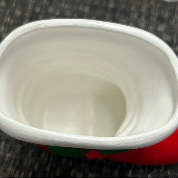 Vintage Santa Ceramic Boot Signed With Holly Vase Planter Holiday Decor 1982 - Picture 8 of 10